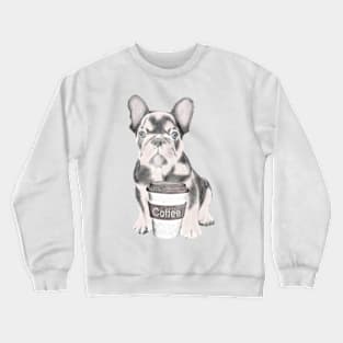 French Bulldog With Coffee Cup Crewneck Sweatshirt